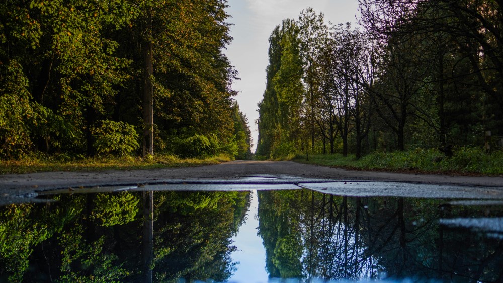 water standing in the road
